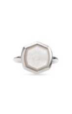 DAVIS STONE COCKTAIL RING STERLING SILVER IVORY MOTHER OF PEARL 7