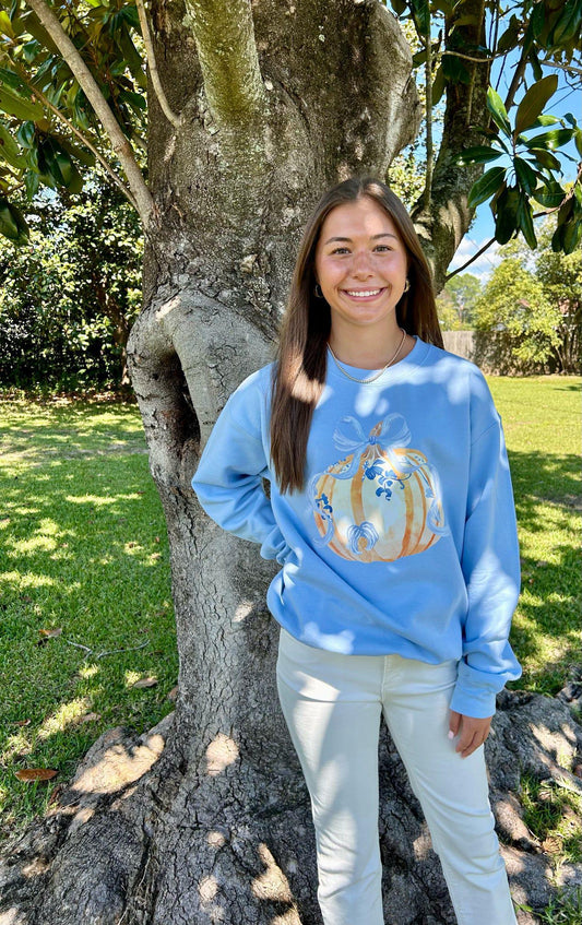 Blue Chinoiserie Pumpkin Sweatshirt