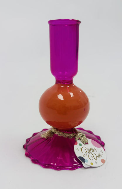 Fluted Taper Candle Holder Glass 12 Assortment