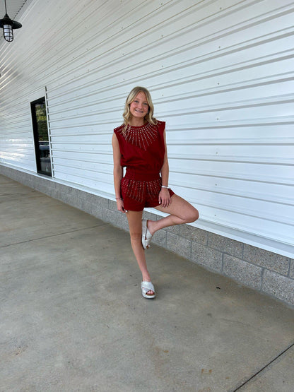 Cropped Top With Padded Shoulders