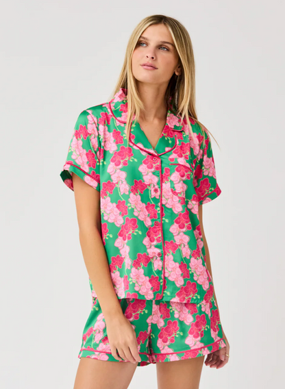 Women's Charlotte Satin Shorts Set | Orchid Reverie Green