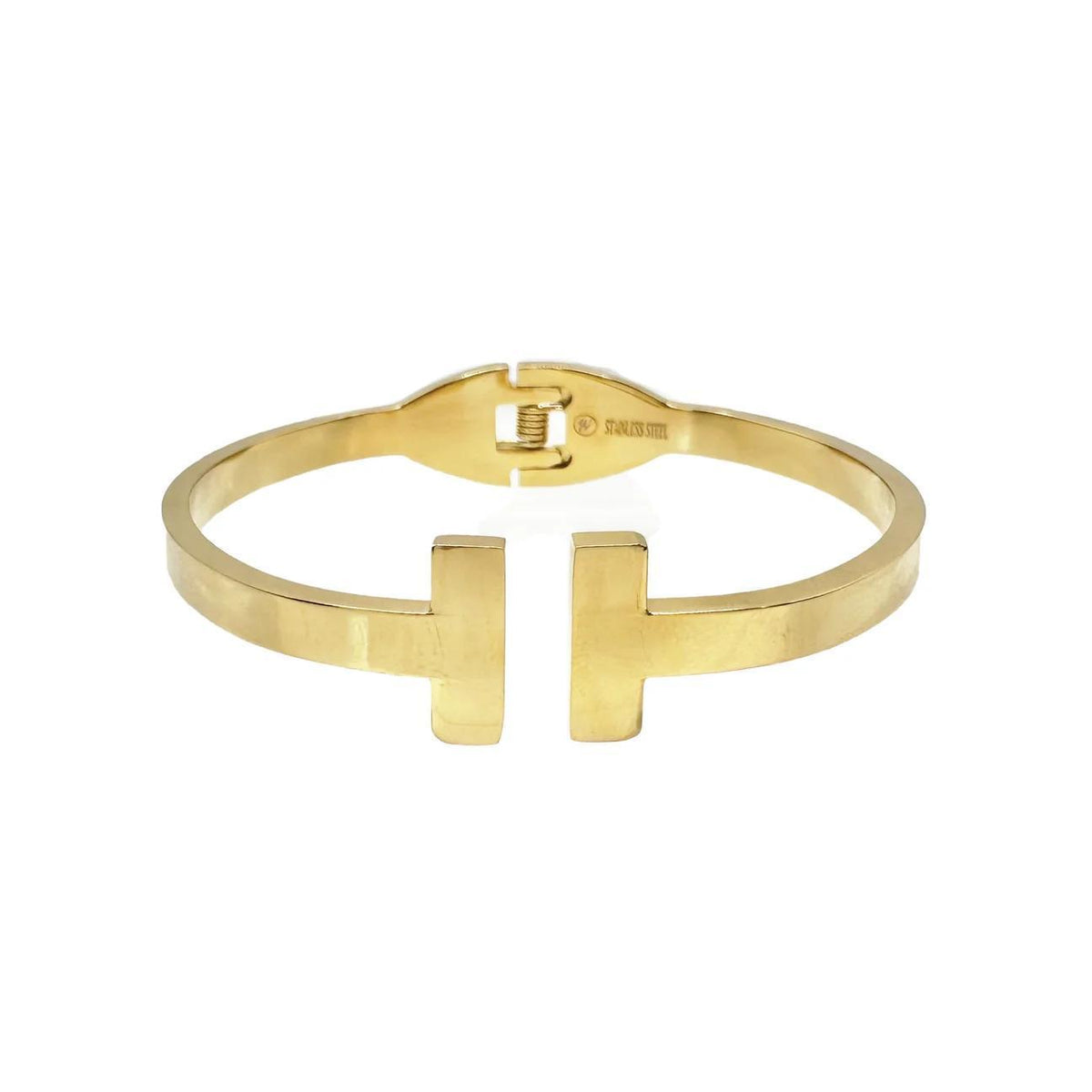 Small T Bracelet - Gold with hinged back