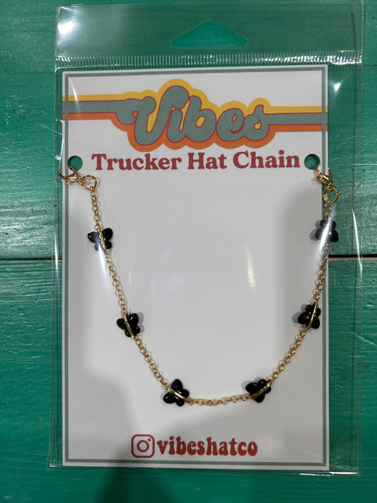 Gold Beaded Butterfly Trucker Hat Chain: Black Beaded Butterfly