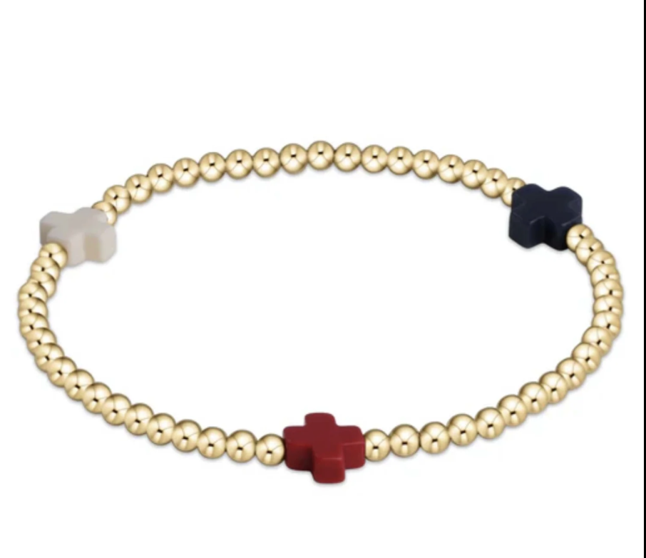 Enewton Extends- Signature Cross Gold pattern 3mm Bead Bracelet- Firecracker