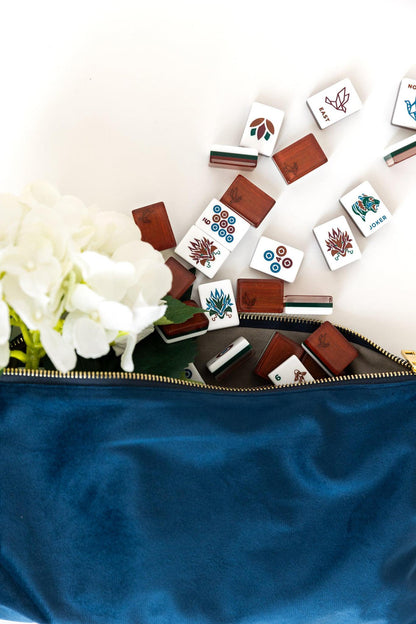 Origami Mahjong Tile set Azure / Lucite Display Box