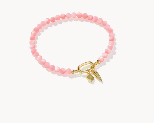 Sylvia Stretch Bracelet Gold Pink Chalcdony