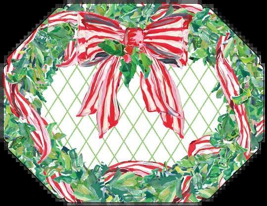 Lauren Dunn Red and White Bow Wreath Posh Die-Cut Placemats