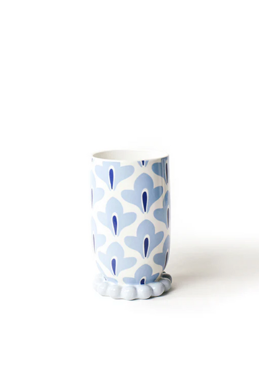 Iris Blue Medium Cylinder Vase with Knobbed Foot