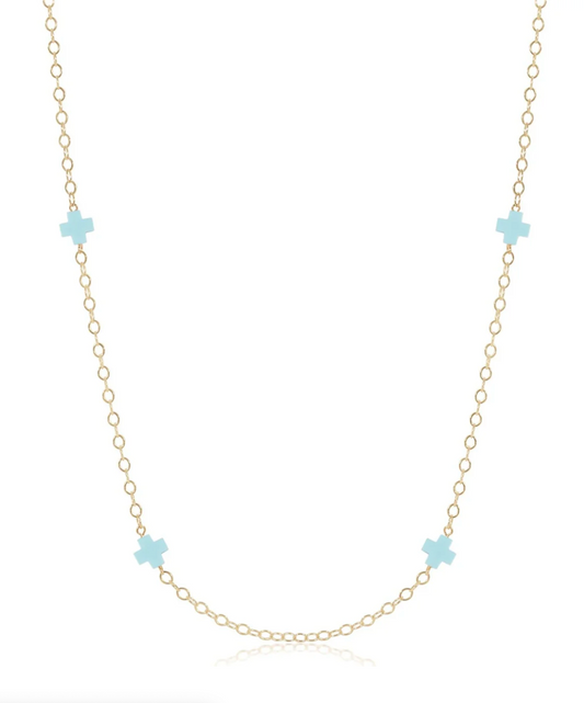 41'' Necklace Simplicity Chain Gold- Signature Cross Turquoise