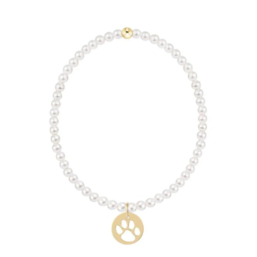 Egirl Classic Pearl 3mm Bracelet- Paw Print Disc
