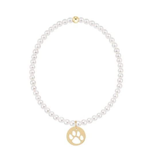 Egirl Classic Pearl 3mm Bracelet- Paw Print Disc
