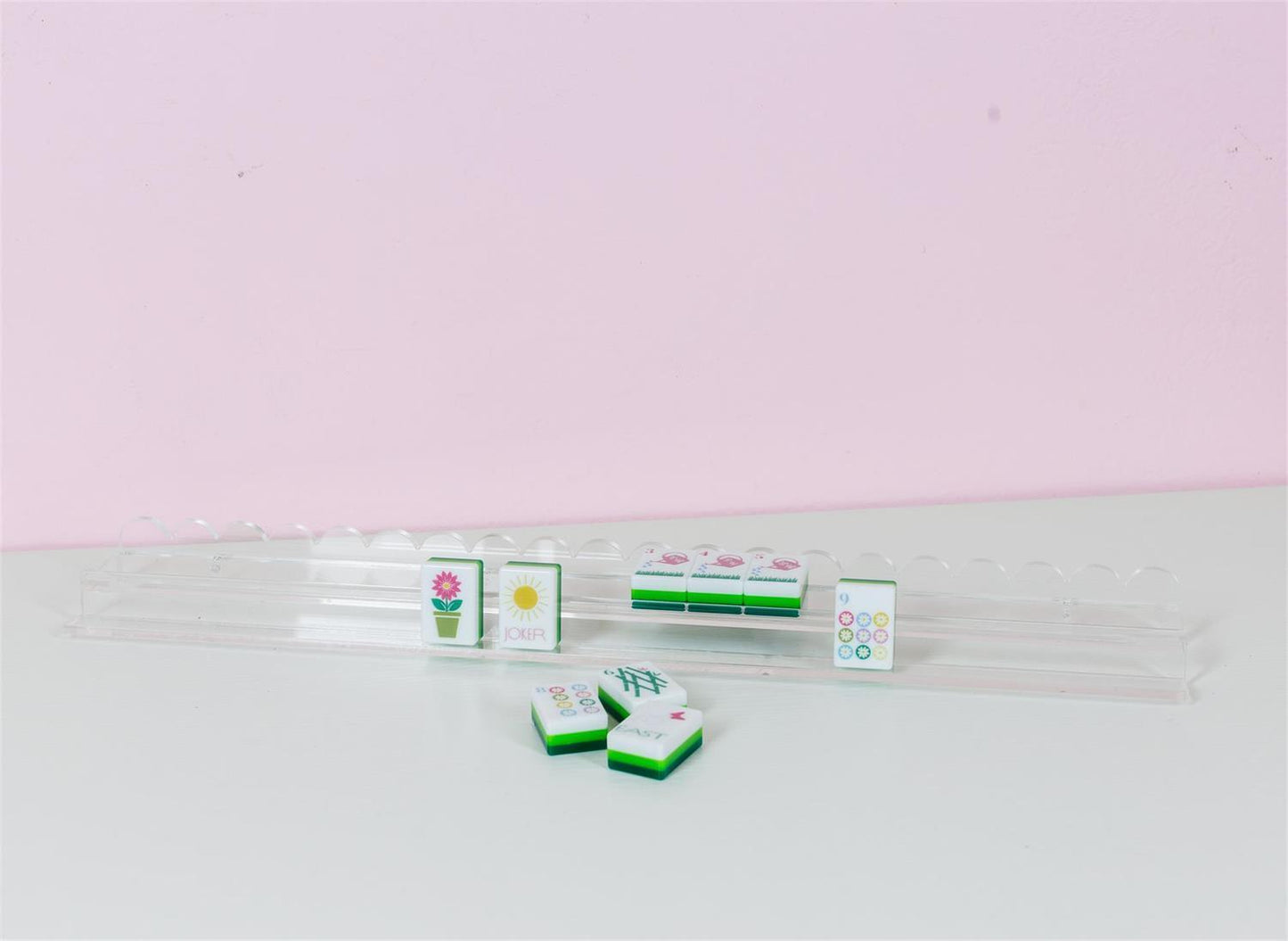 Acrylic Scalloped Mahjong Rack and Pusher (Sold in groups of 4)