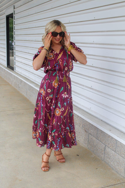 Fabiola Floral Short Sleeve Maxi Dress