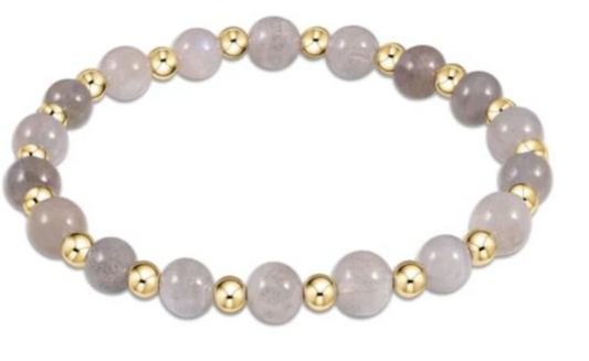 Gold Grateful Pattern 6mm Bead Bracelet - Labradorite