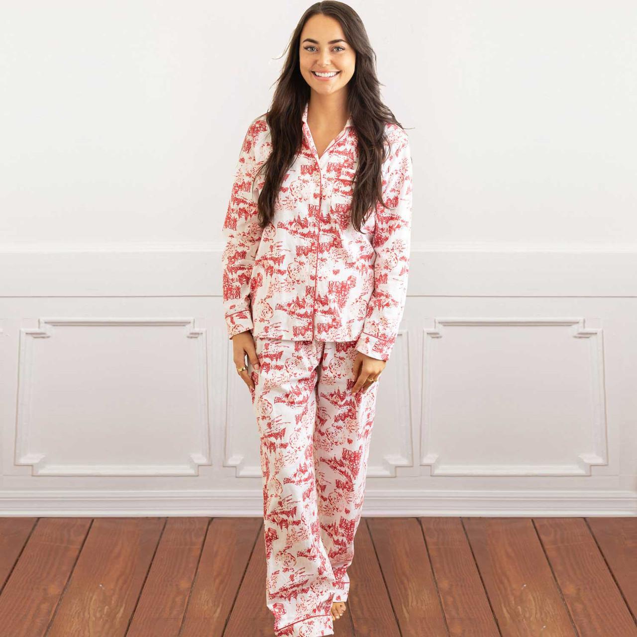 Santa Toile Flannel Pj Set