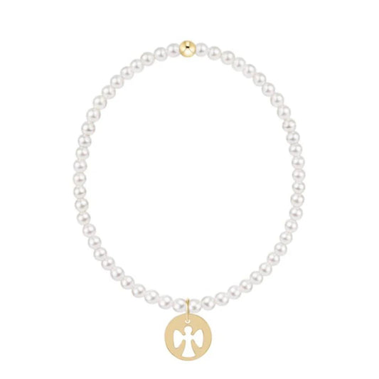Egirl Classic Pearl 3mm Bracelet- Guardian Angel Disc