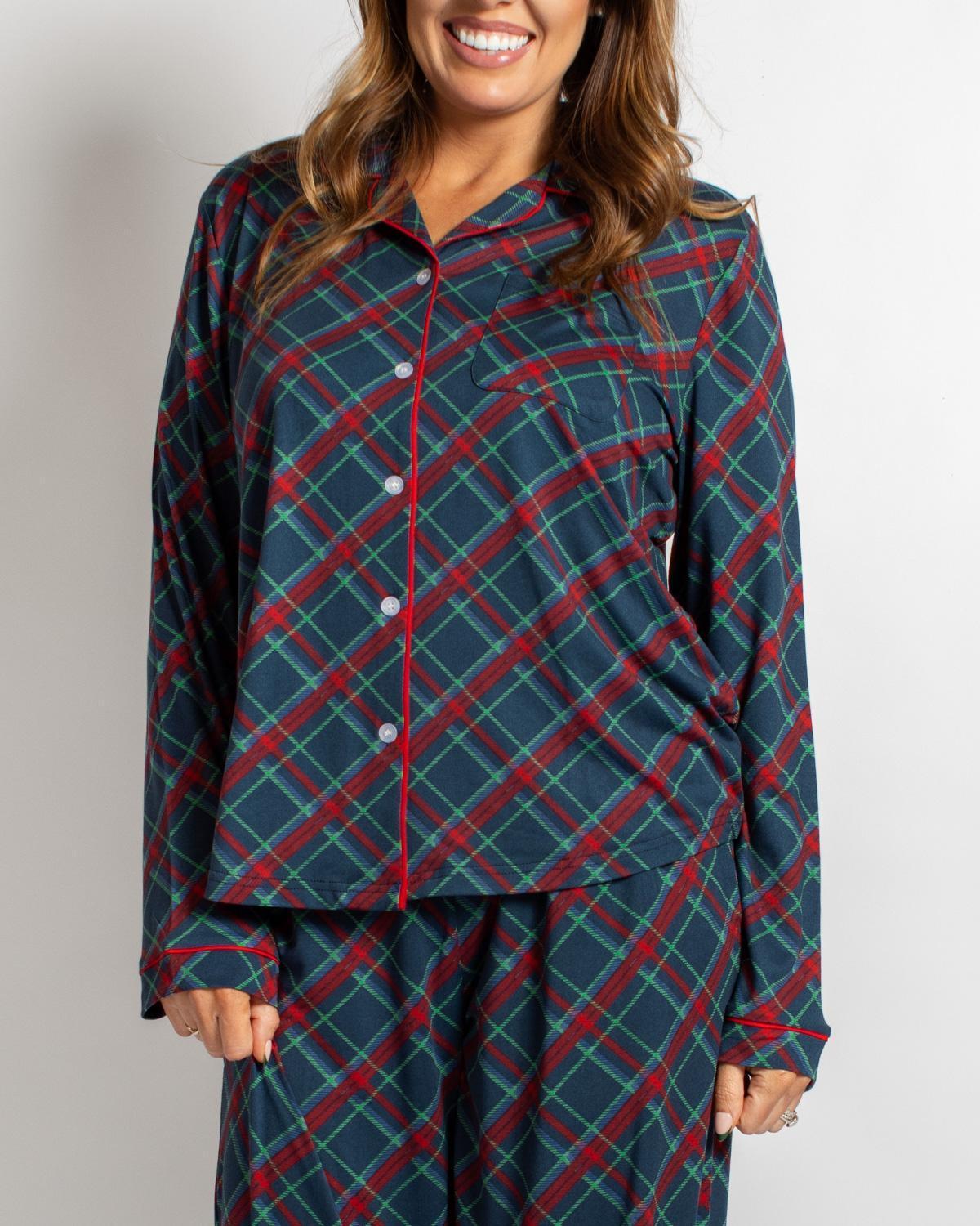 Layton Plaid Long Sleeve Button Up Pajama Sleep Shirt