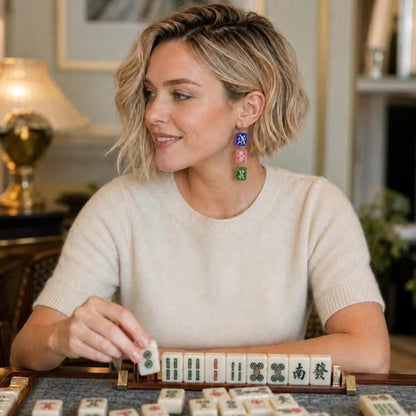 Mahjong Triple Tile Drop Earrings