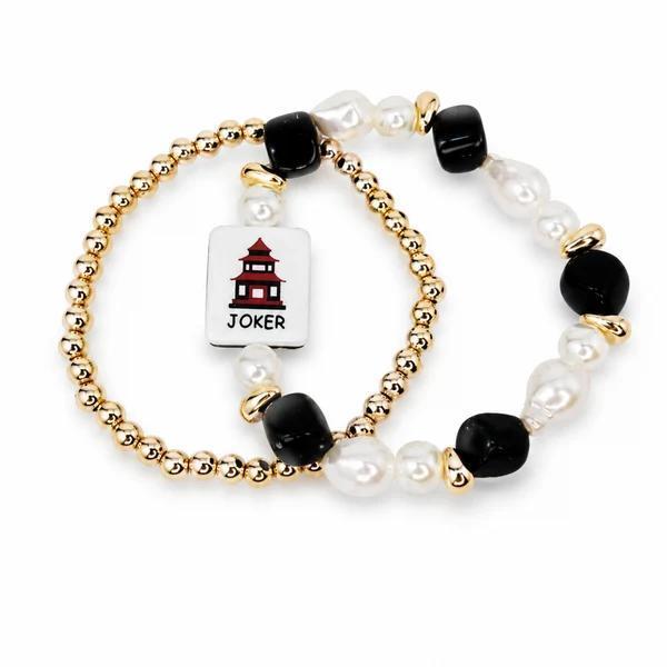 Mahjong Tile Double Strand Beaded Bracelet
