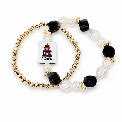 Mahjong Tile Double Strand Beaded Bracelet