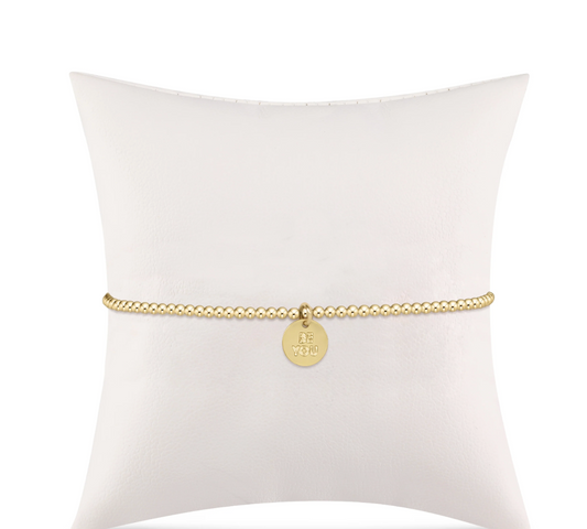 Enewton Extends - Classic Gold 2mm Bead Bracelet - Small Gold Word Disc