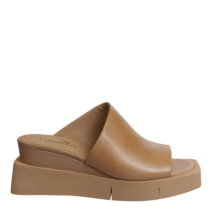 INFINITY IN CAMEL WEDGE SANDALS