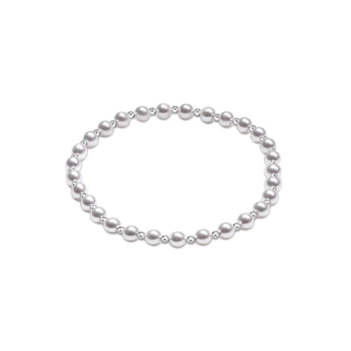 Classic Grateful Pattern Sterling 4mm Bead Bracelet-Pearl