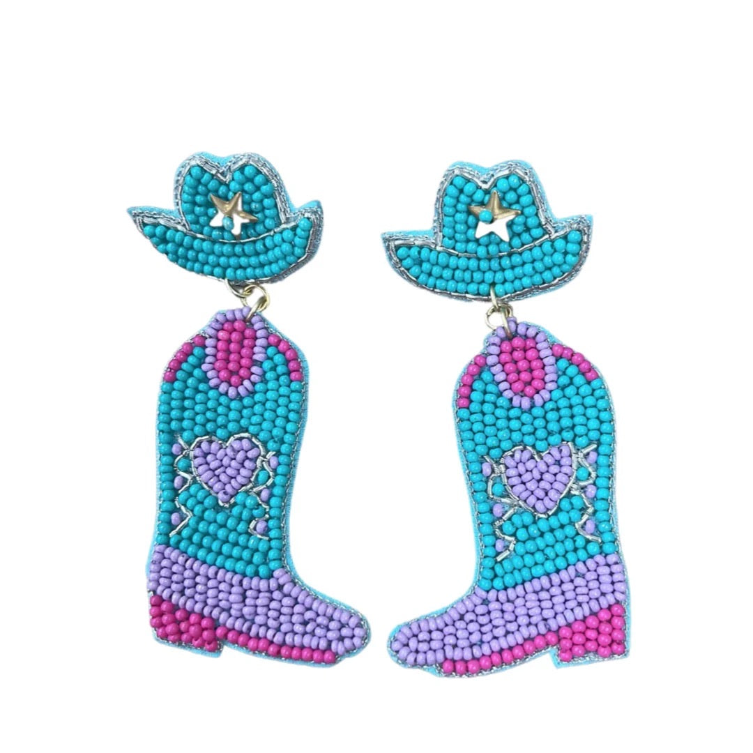 Turquoise Heart Boot Earrings