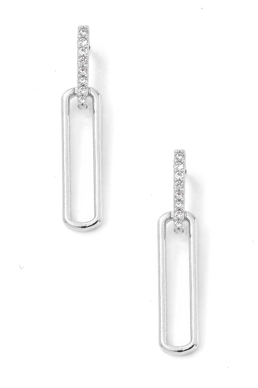 Metallic Long Oval Dangle Earrings