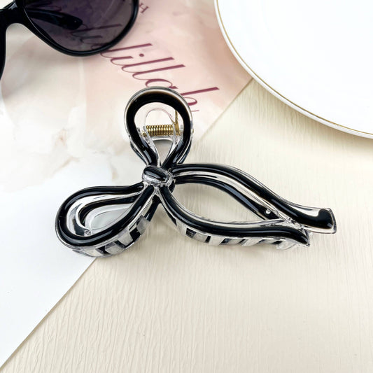 Jelly Color Bow Hair Clip Retro Simple Claw Clips: Black