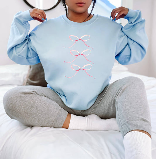 Soft Girl Era, Coquette, Graphic Apparel, Bows, Pink Bows: Light Blue