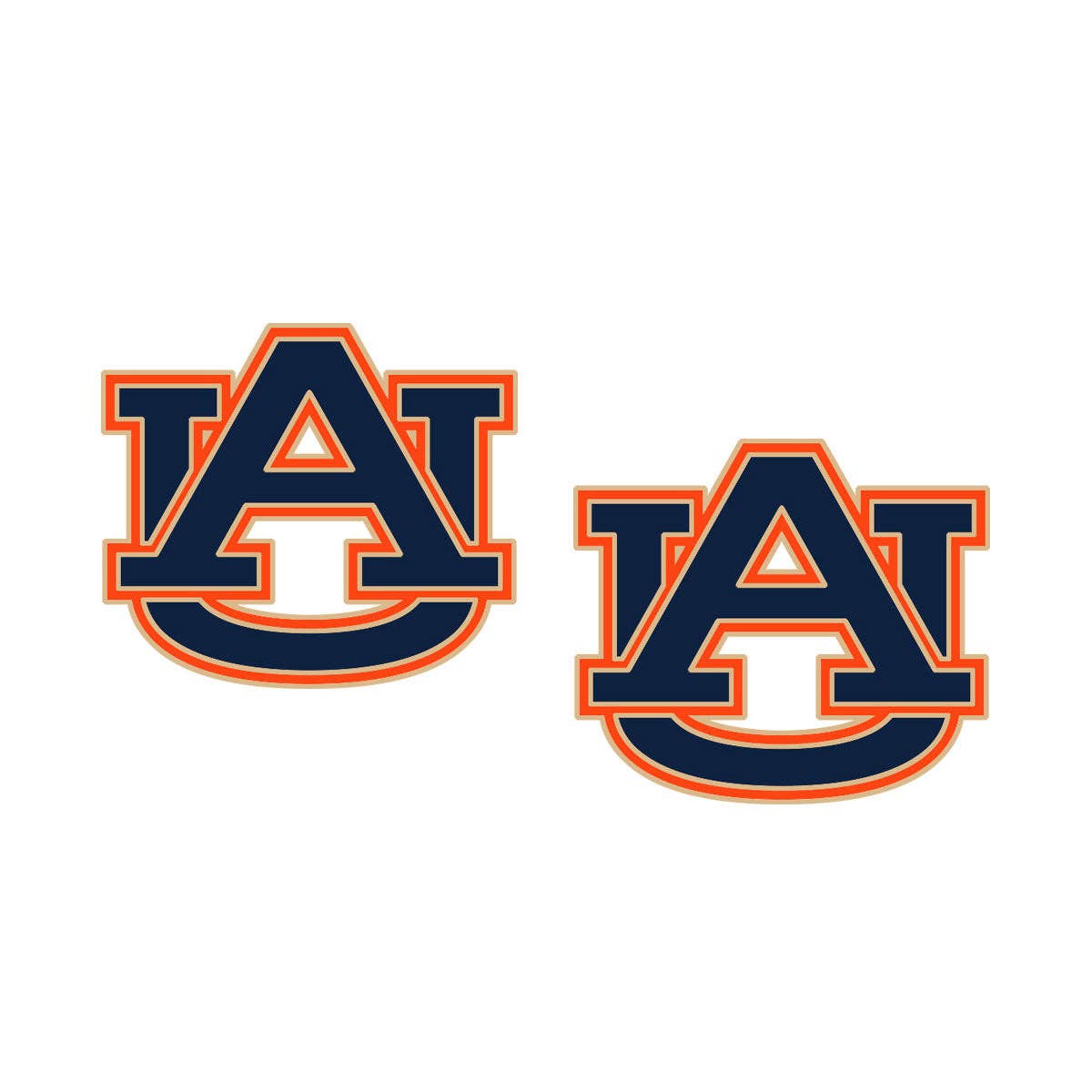 Auburn Logo Enamel Stud Earrings in Burnt Orange & Navy