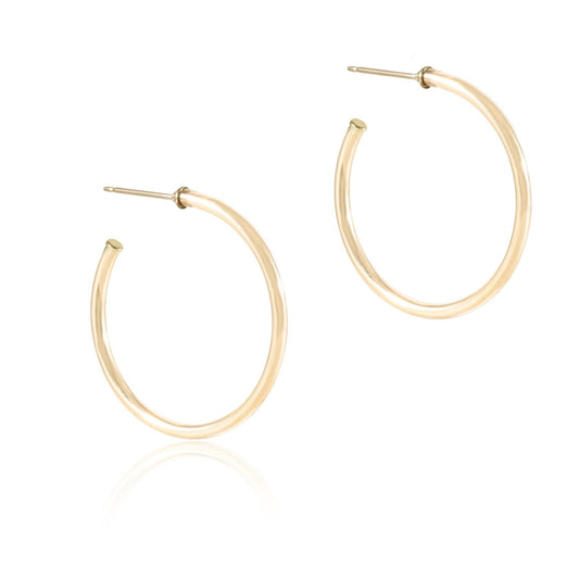 Round Gold Post Hoop - Smooth