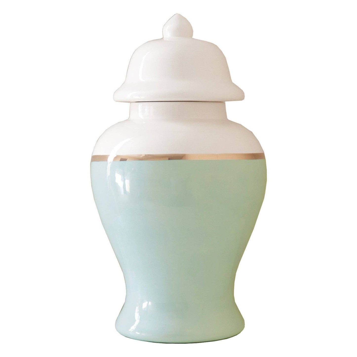 Sea Glass Color Block Ginger Jar with Gold Accent