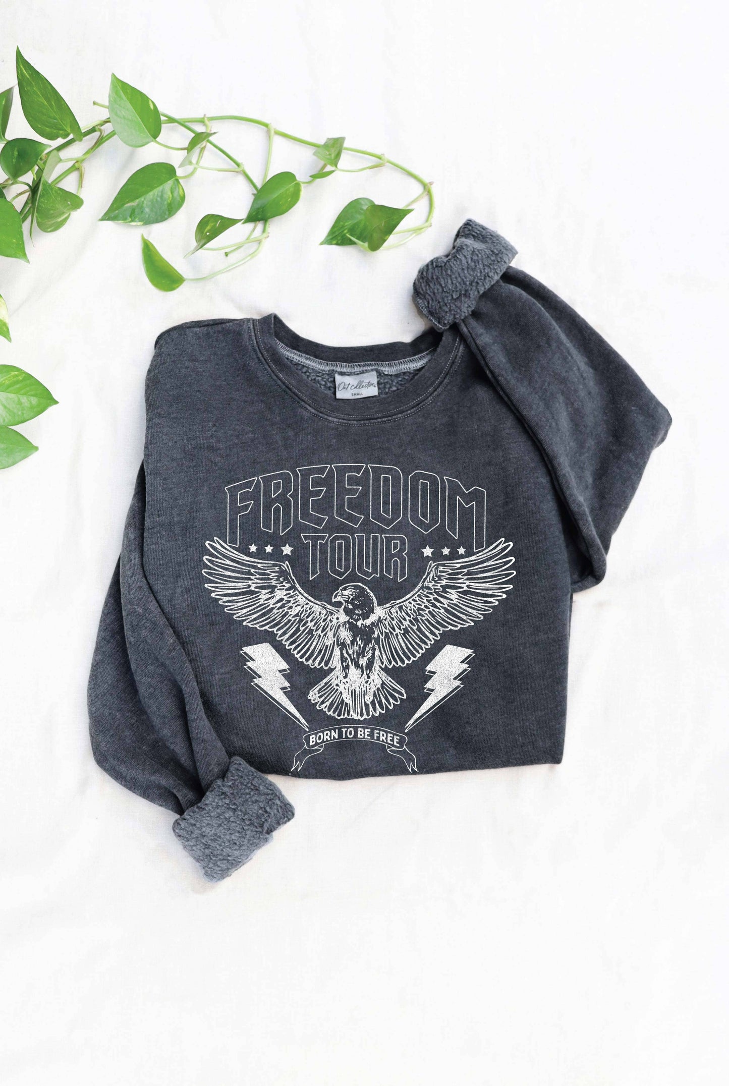 FREEDOM TOUR born to be Mineral Washed Graphic Sweatshirt