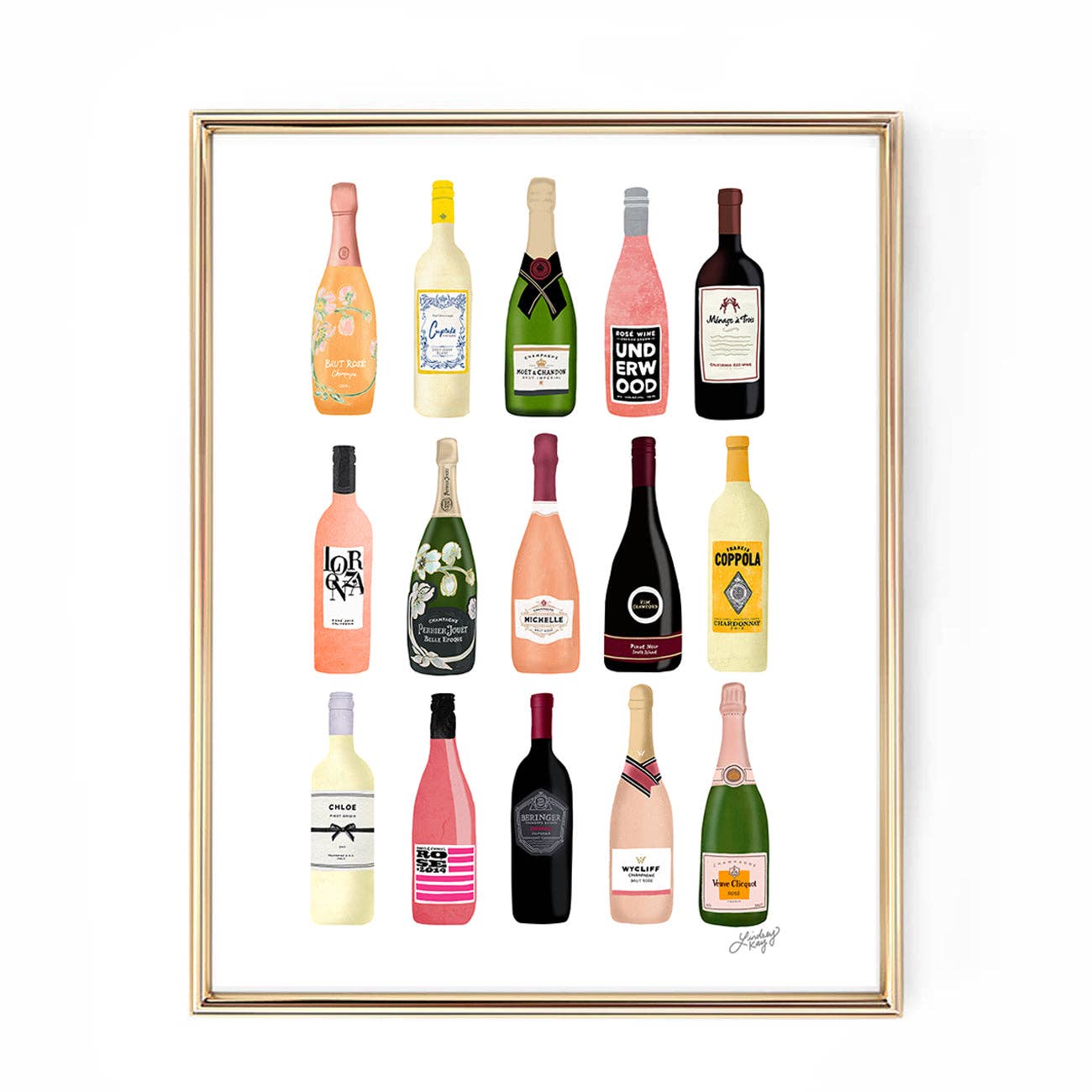 Boozy Bottles (Wine/Champagne) Illustration - Art Print