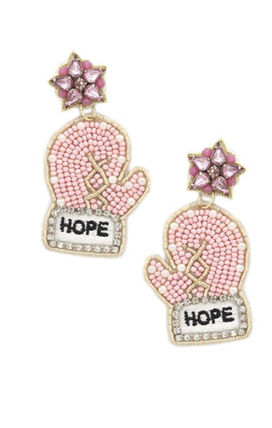Breast Cancer Awareness Hope Seed bead earrings