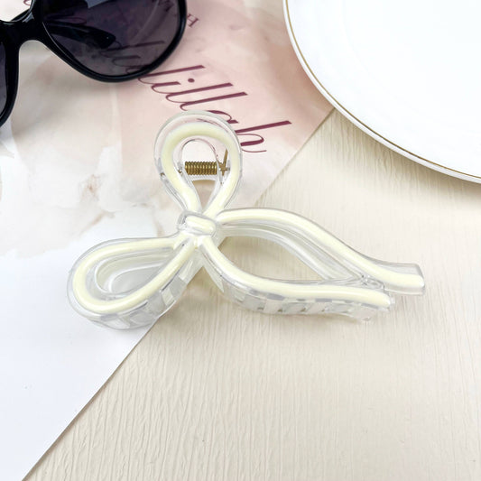 Jelly Color Bow Hair Clip Retro Simple Claw Clips: White