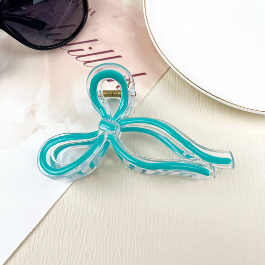 Jelly Color Bow Hair Clip Retro Simple Claw Clips: Green2