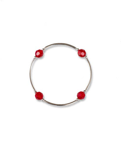 8mm Ruby Red Crystal Blessing Bracelet - July: L