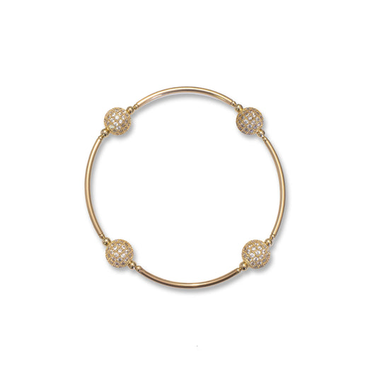 8mm Crystal Pave Blessing Bracelet with Gold-filled Links: S