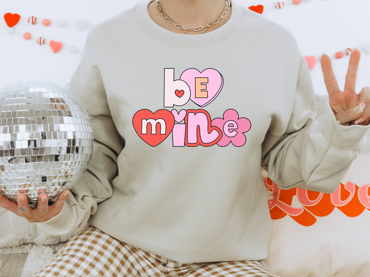 XOXO Sweatshirt, Valentine's Day Sweatshirt, Be Mine: Sand