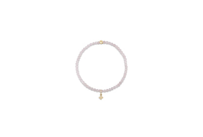 egirl Gemstone 3mm Bead Bracelet - Signature Cross Small Gold Charm