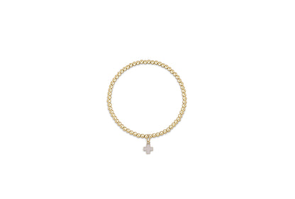 egirl Classic Gold 3mm Bead Bracelet - Signature Cross Gold Charm