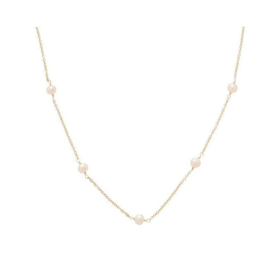 egirl 14" choker - simplicity chain gold - 4mm bead pearl