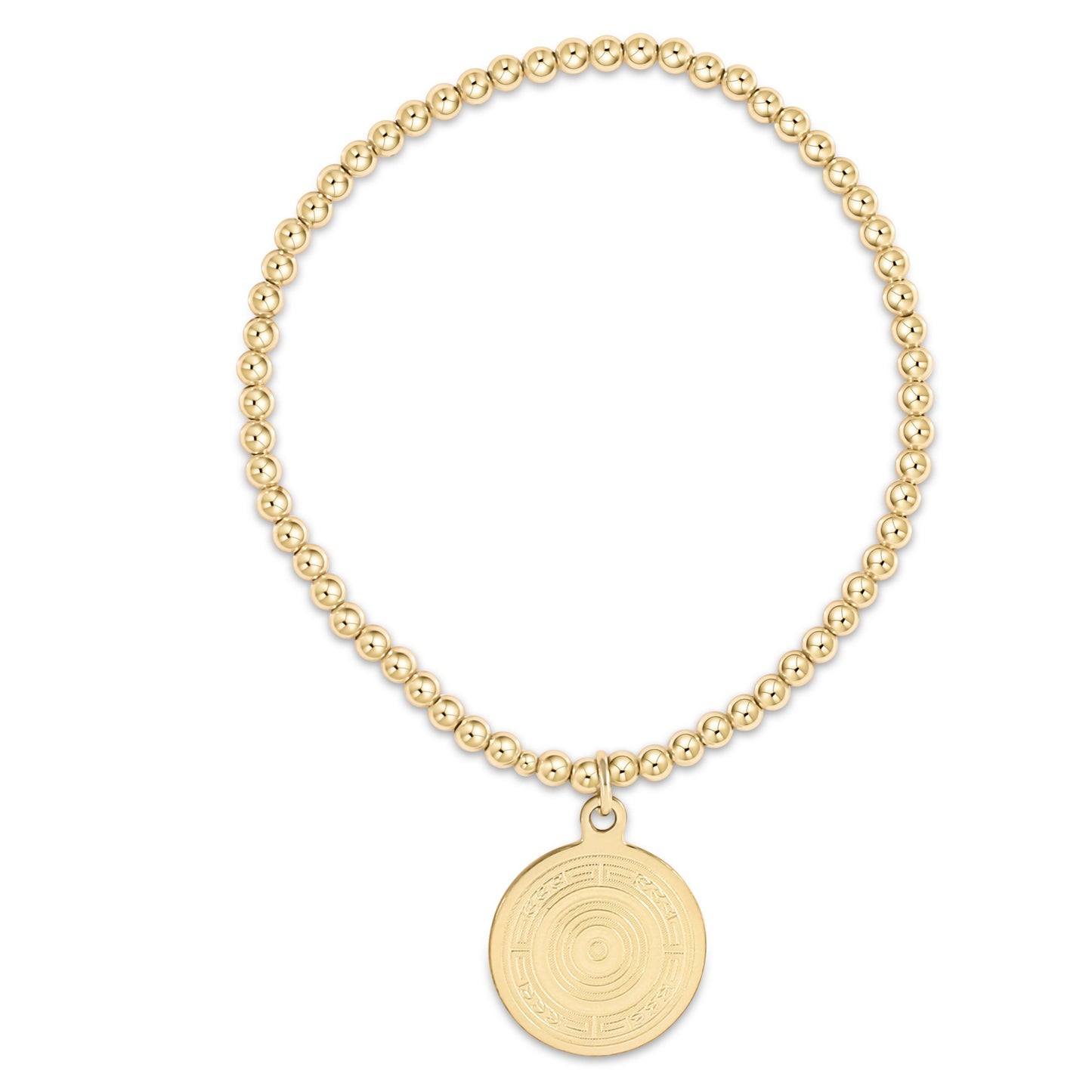Classic Gold 3mm Bead Bracelet - Athena Small Gold Charm