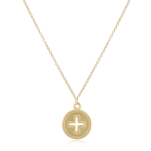16" Necklace Gold - Signature Cross Gold Disc