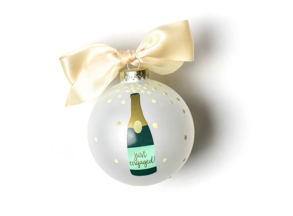 Just Engaged Champagne Pop Glass Ornament
