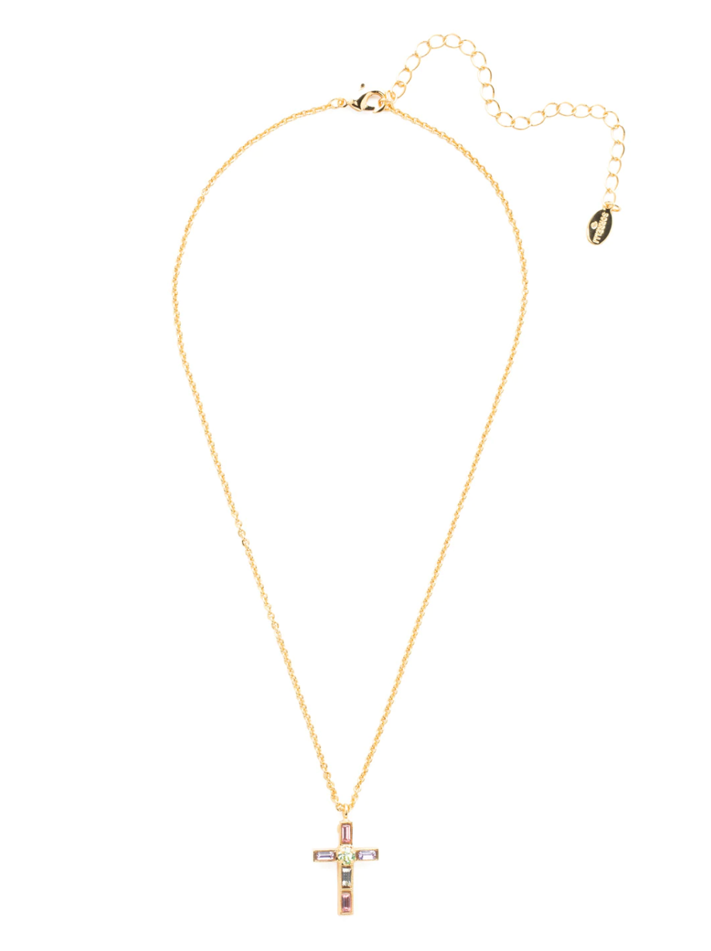 Teagan Cross Pendant Necklace - Bright Gold