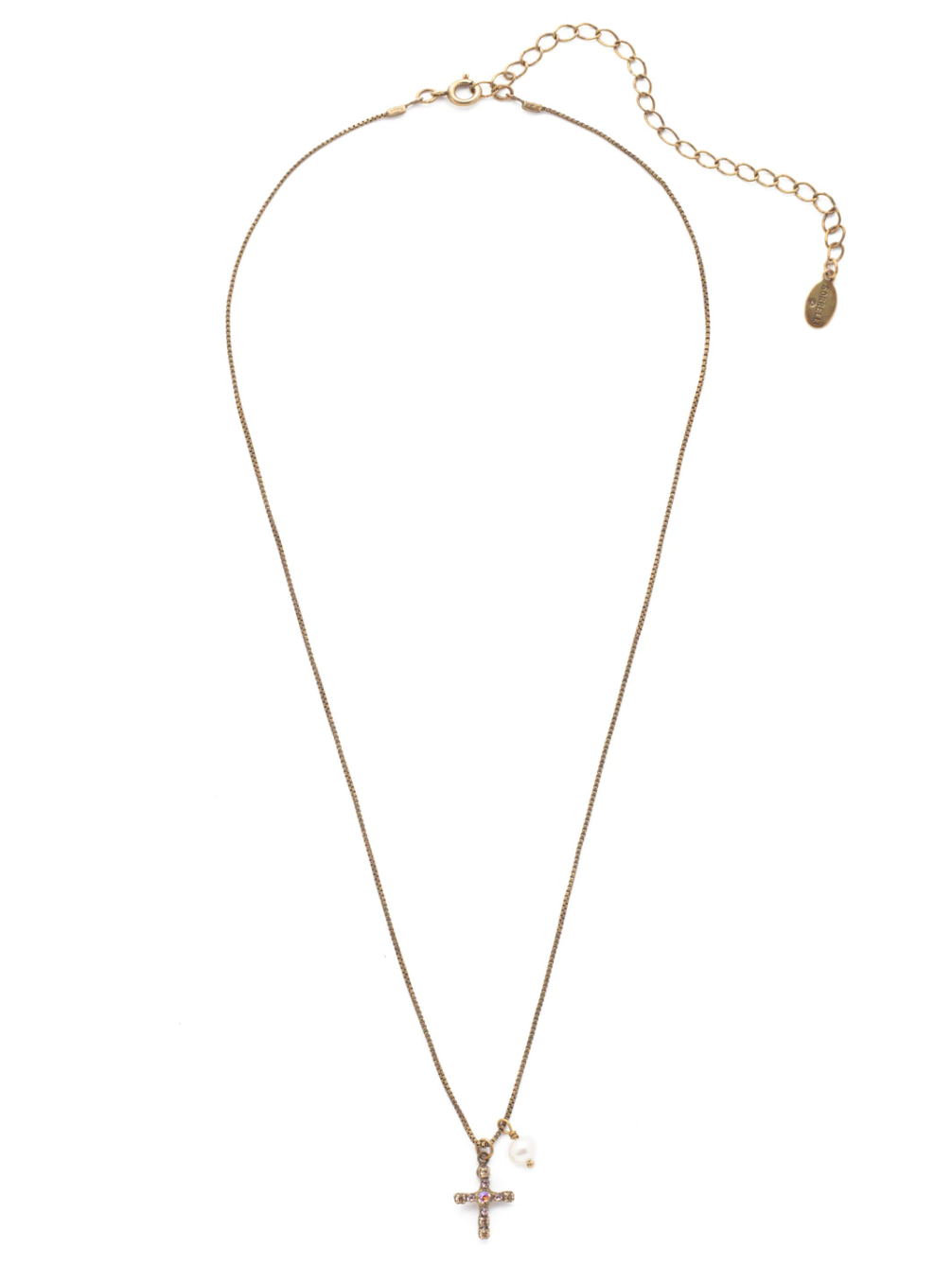 Joelle Cross Pendant Necklace - Antique Gold